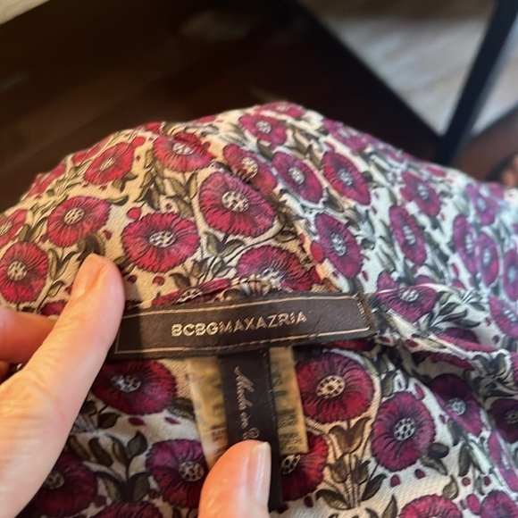 bcbgmaxazria | Purple & Gray Floral Flowy Georgette One Size Kimono Style Top - Picture 5 of 6